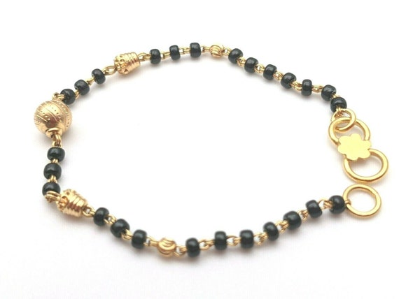 570px x 428px - 22K Yellow Gold Baby Bracelet Black & Gold Beads maniya / - Etsy