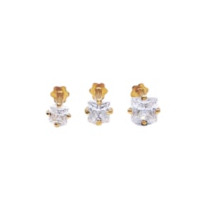 22ct Yellow Gold & Cubic Zirconia Nose Studs/nose Pin/nose Piercing Screw Back (3mm-4mm)