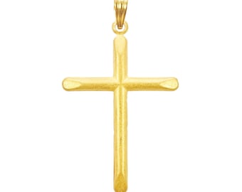 22ct Yellow Gold Lightweight Matt Cross Pendant 44mm Length 25mm Width