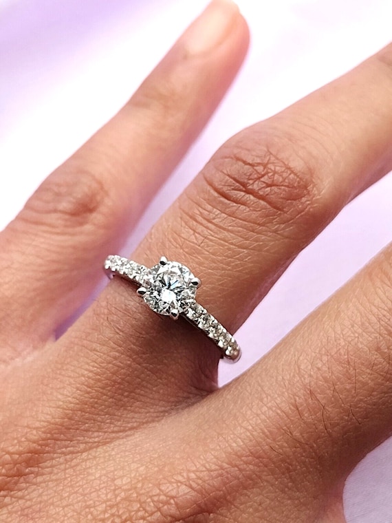 Anello Fede Nuziale Donna Dazzlingrock - Diamanti Bianchi 0.14 Ct, Oro 10 Carati, Impilabile, Con Scatola Regalo - 3