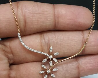 18carat Rose Gold Diamond Fancy Chain Necklace Carats H/SI 18