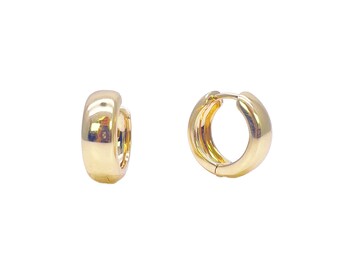 18ct Yellow Gold Pair Of Hoop Huggie Earrings 5.5mm Width & 10mm Diameter