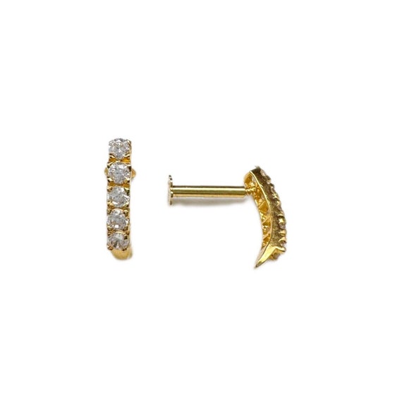 10K Yellow Gold Diamond Half Hoop Earrings – Exotic Gems