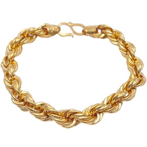 22ct Yellow Gold Fancy Hollow Twisted Rope Bracelet 7 Inches