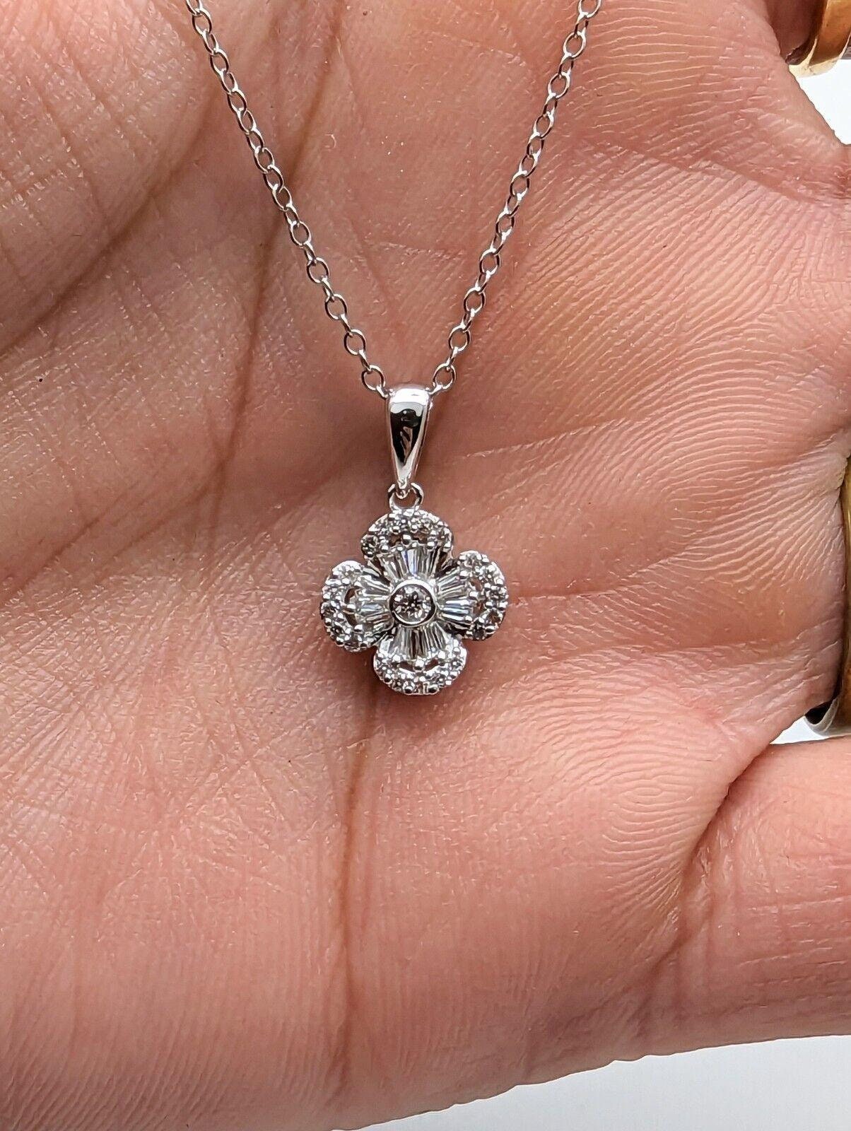 Diamond baguette cluster pendant necklace deals