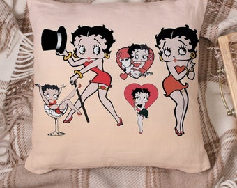 Betty boop pillow | Etsy Betty Boop Square Pillowcases zipper