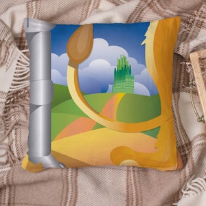Wizards of oz yellow brick Lion Tin Man Emerald City Witch Wicked - Cushion / Pillow Cover / Panel / Fabric
