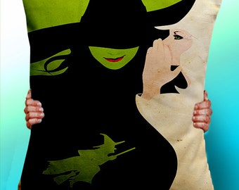 Wizard of OZ Wicked Witch Muscial glinda and elphaba pillow - Cushion / Pillow Cover / Panel / Fabric