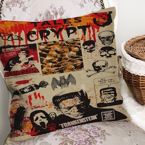 Tales Of Crypt Horror Movie fankenstein Skull  - Cushion Cover with or without Pad Inner