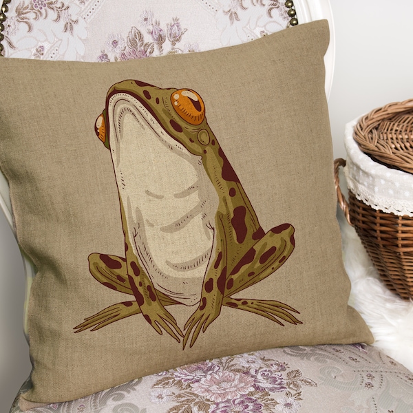 Frog Animal - Illustration drawing - Cushion Cover with or without Pad Inner