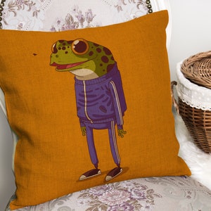 Fitness Frog - Illustration drawing - Cushion Cover with or without Pad Inner