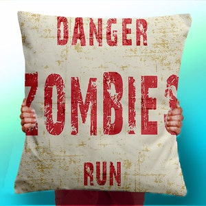 Danger Zombies Run - Cushion / Pillow Cover / Panel / Fabric