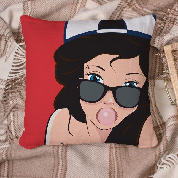 Pop Art Girl Bubblegum Sunglasses Emo Hipster Baseball cap Comic - Cushion / Pillow Cover / Panel / Fabric