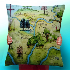 winnie the pooh 100 acre wood Map - Cushion / Pillow Cover / Panel / Fabric