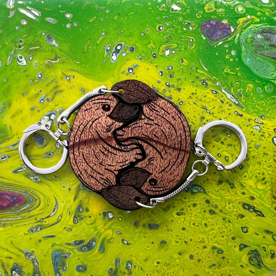 Interlocking Platypus Keychains Solid Wood Matching Set Etsy