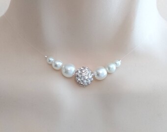 collier ras de cou strass et perle collier ras de cou strass et perle