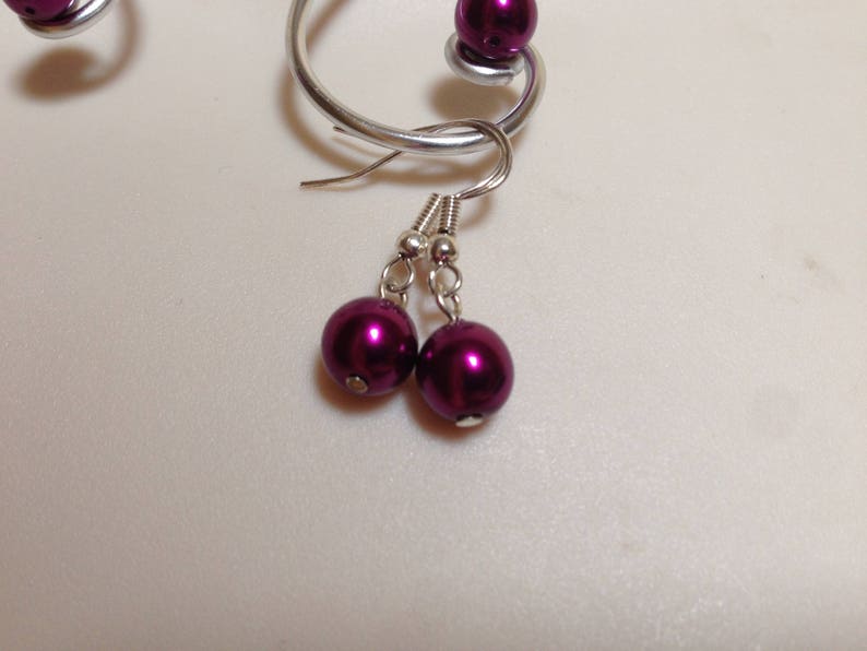 Wedding set violet purple necklace bracelet earrings arabesque aluminum beads Pearly violet purple