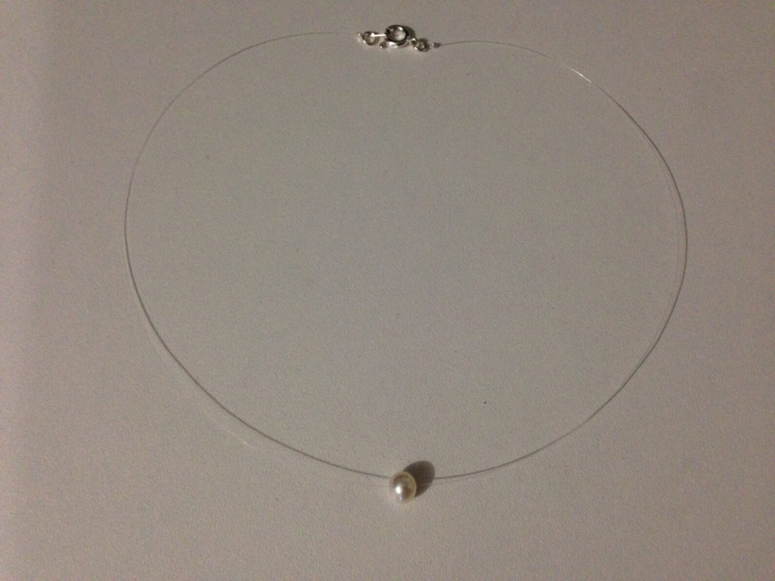 Collier ras du cou perle de culture ivoire fil de nylon | Etsy