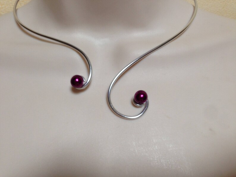 Wedding set violet purple necklace bracelet earrings arabesque aluminum beads Pearly violet purple
