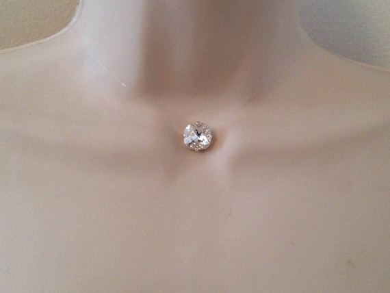 Necklace big Swarovski rhinestone crew neck solitaire transparent nylon thread big Crystal rhinestone shiny swarovski Necklace big Swarovski rhinestone crew neck solitaire transparent nylon thread big Crystal rhinestone shiny swarovski