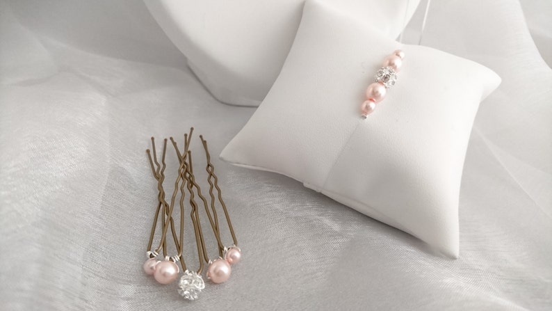 published wedding jewelry balls of rhinestone Crystal Parure jewelry marriage 5 parts powdered pink Pearly beads