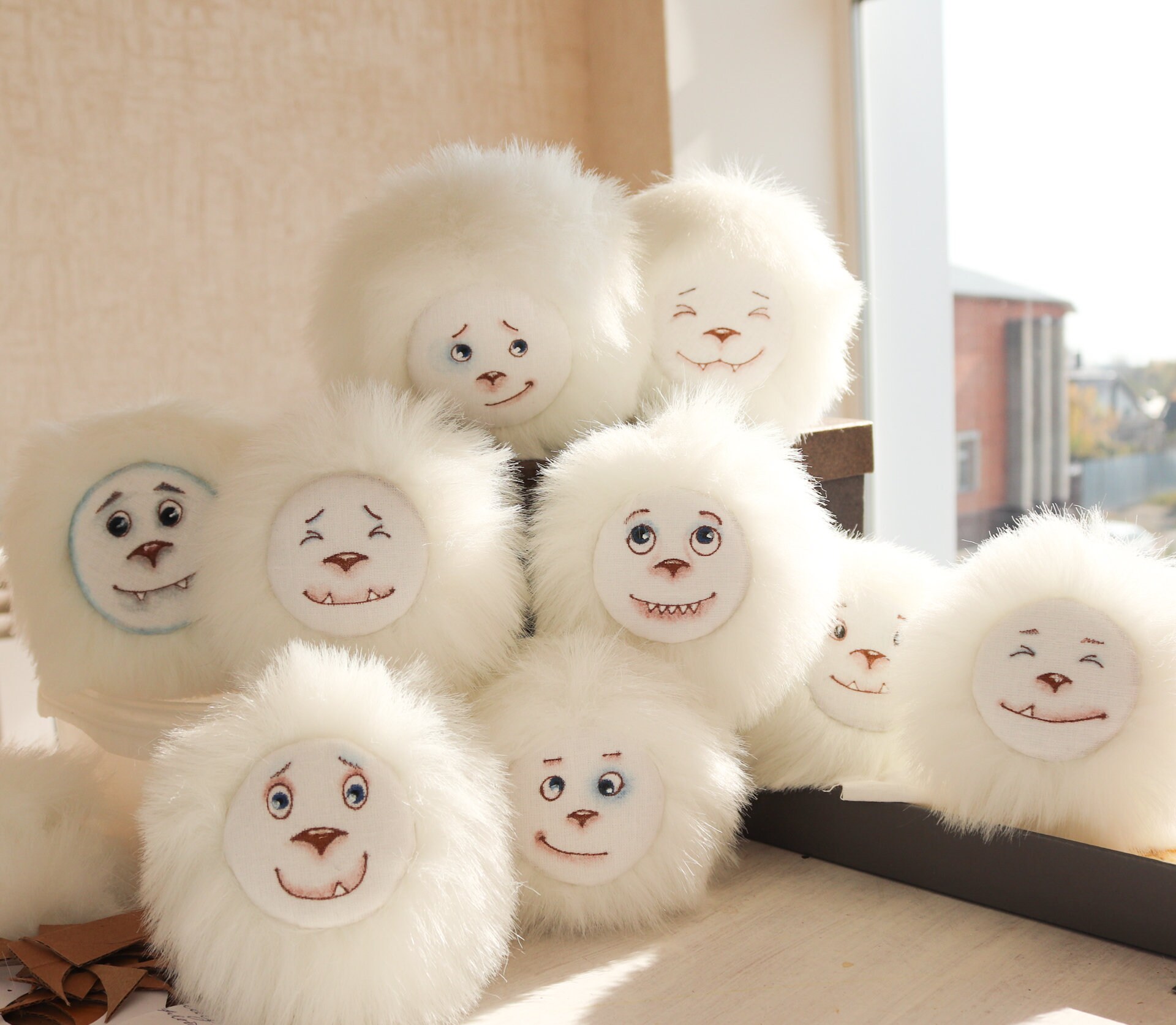 Snowball Christmas ornament fluffy toy white decoration Etsy