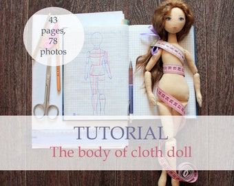 Body of cloth doll, tutorial, pattern, pdf, step by step guide, rag doll body, doll blank, doll sewing pattern, e-pattern, for beginner,