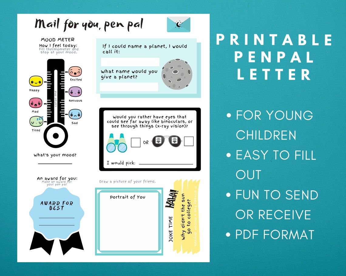 Pen Pal Stationery Printable Stationery for Kids Etsy
