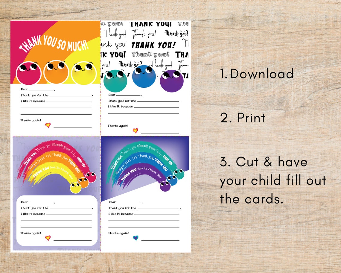 Kids Thank You Cards Printable Kids Thank You Notes - Etsy