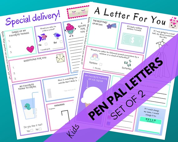 Kids Penpal Printables Penpal Letter Templates for Kids | Etsy