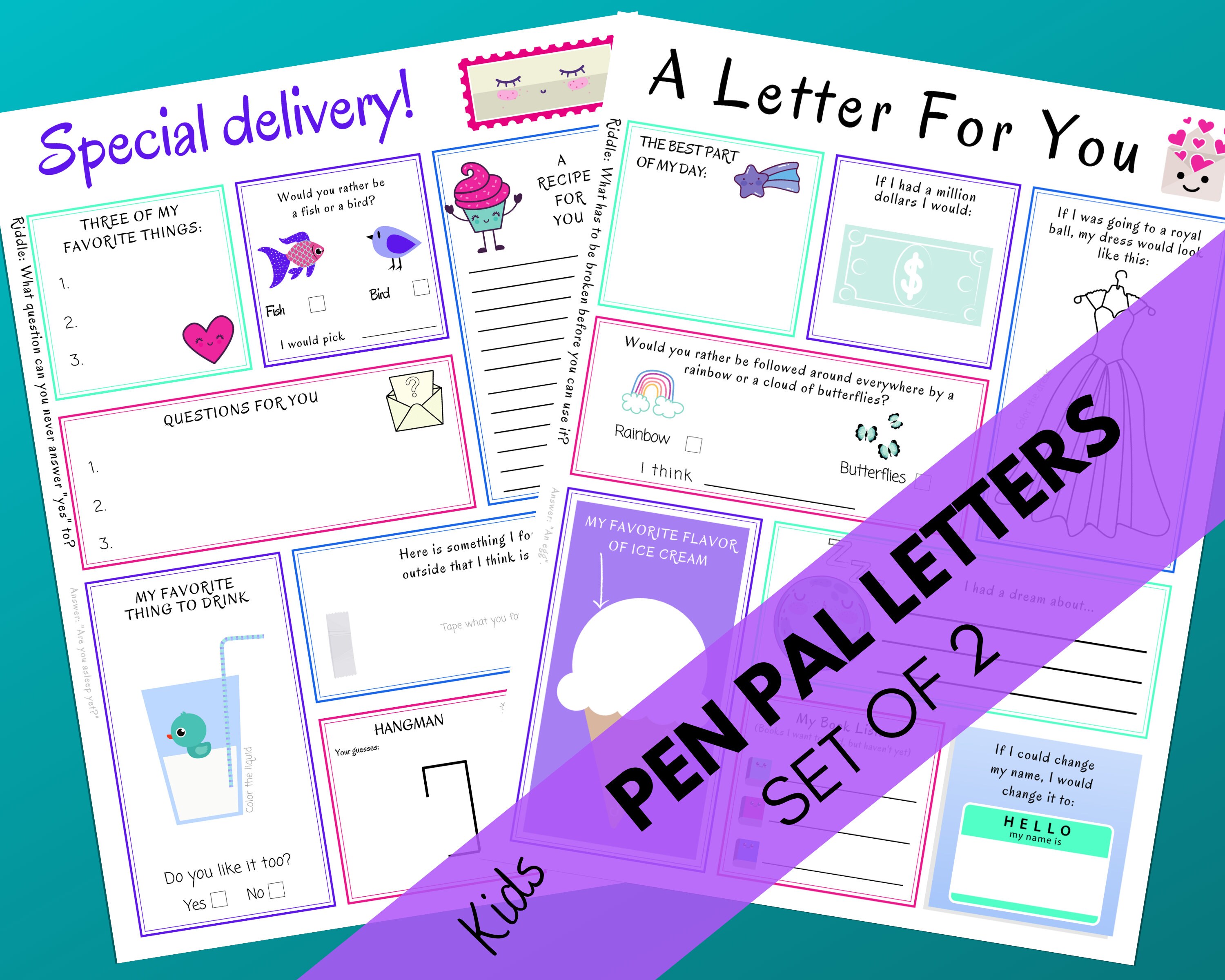 Kids Penpal Printables Penpal Letter Templates for Kids | Etsy