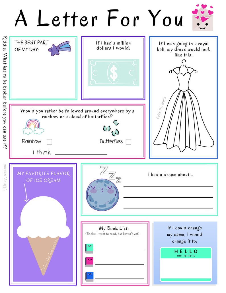 Kids Penpal Printables Penpal Letter Templates for Kids - Etsy