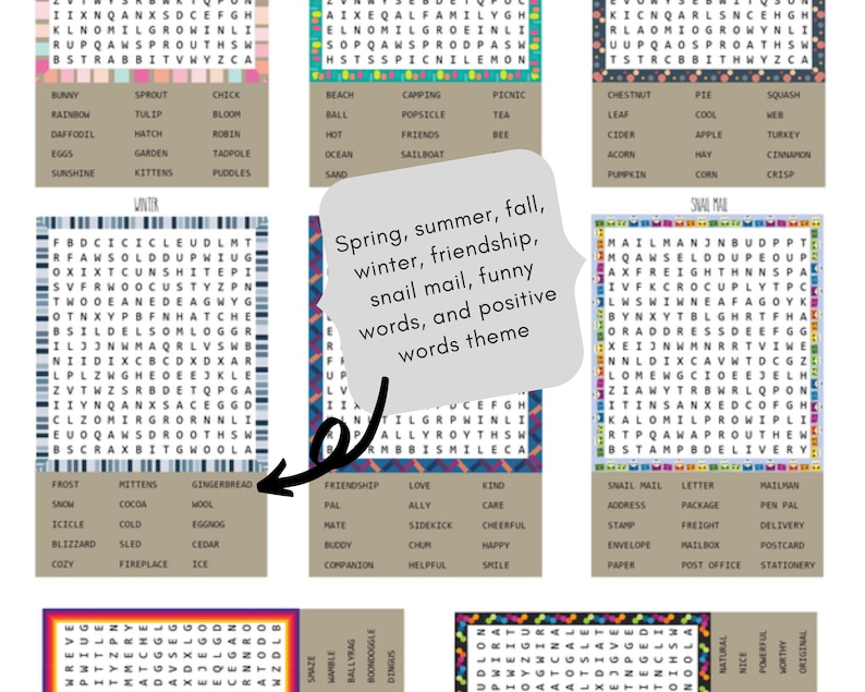 Mini Word Searches: Printable Snail Mail Activity (PDF) - Etsy