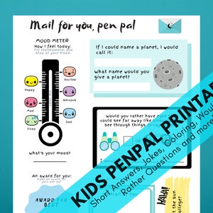 Pen Pal Stationery Printable Stationery for Kids - Etsy
