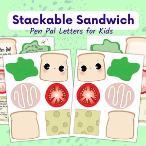 Kids Letter Writing Set - Penpal Printable for Kids  - Sandwich Letter