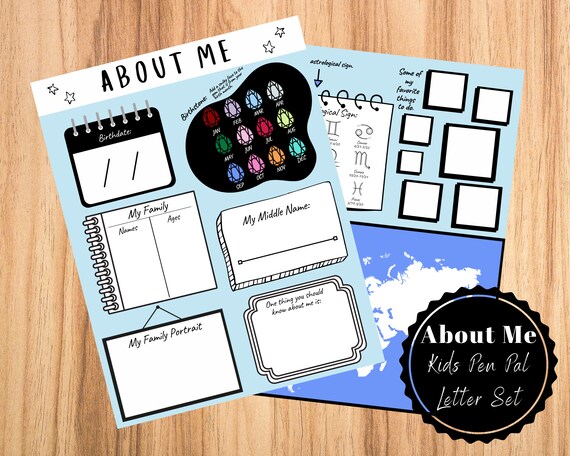 Pen Pal About Me Printable About Me Pages - Etsy
