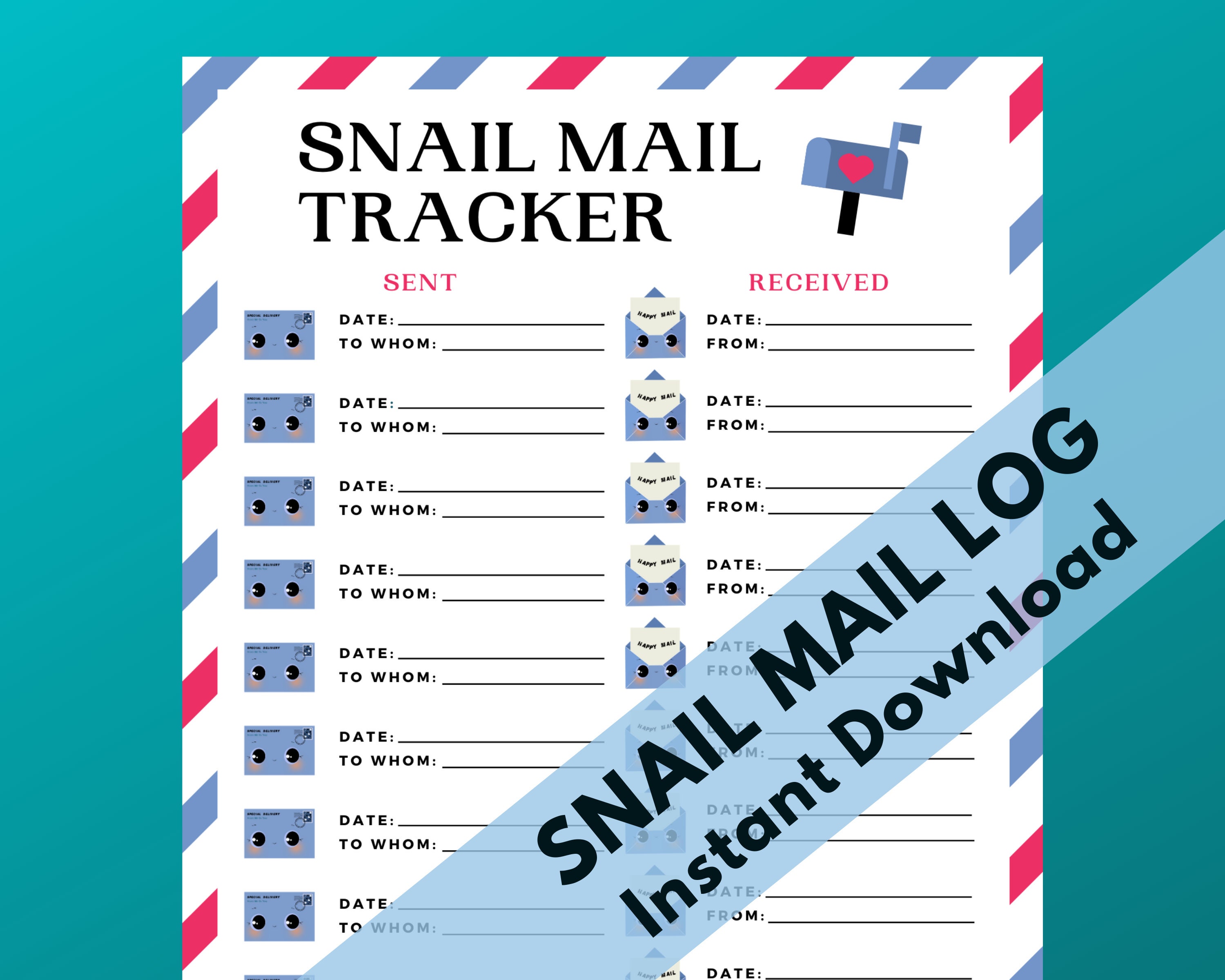Snail Mail Tracker Pen Pal Tracker Etsy