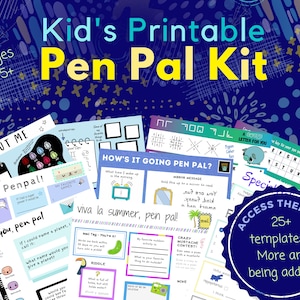 Kit de amigos por correspondencia para niños: cartas imprimibles para amigos por correspondencia: 25 plantillas de cartas para niños y niñas: correo postal para niños