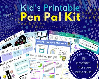 Kids Pen Pal Kit - Printable Pen Pal Letters - 25 Letter Templates for Boys and Girls - Kids Snail Mail