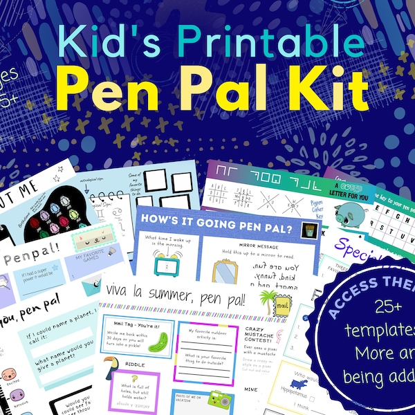 Kids Pen Pal Kit: 25+ Printable Letter Templates (Digital Download)