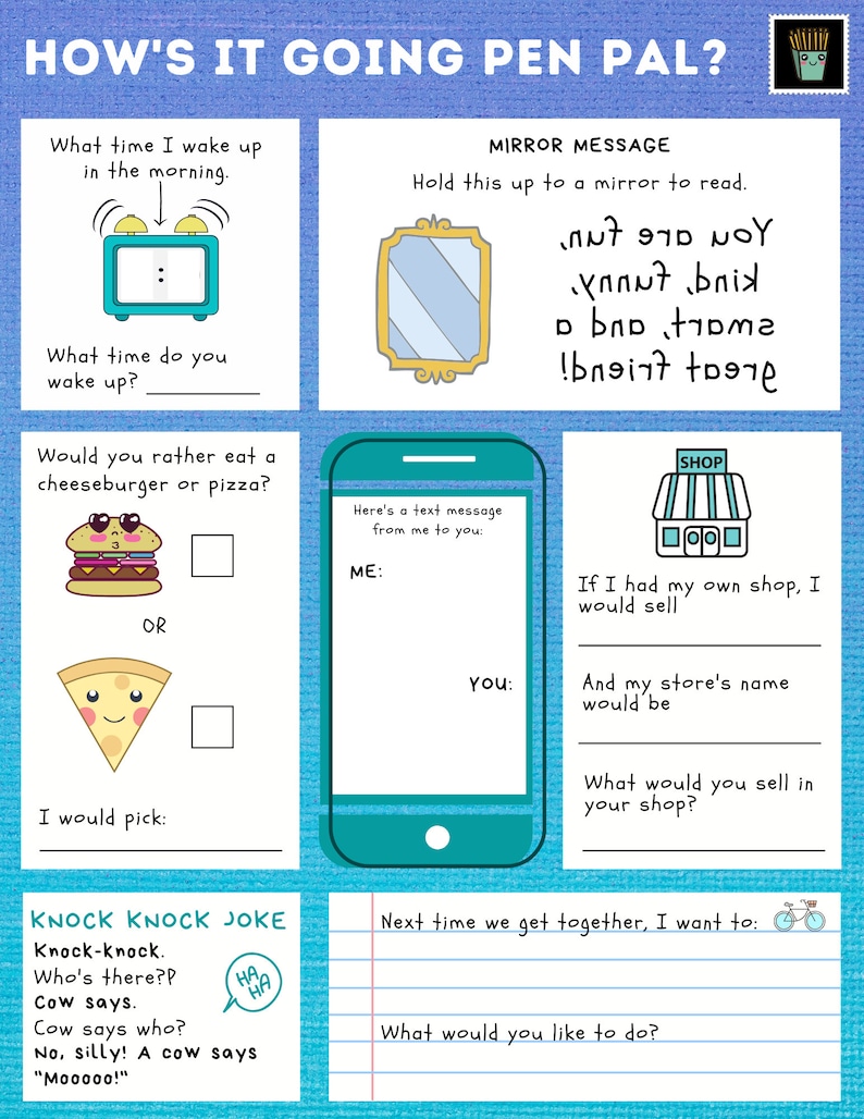 printable activities for kids kids pen pal letters reading