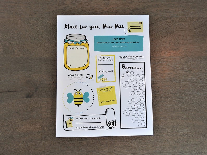 pen pal activity page for kids snail mail printable etsy