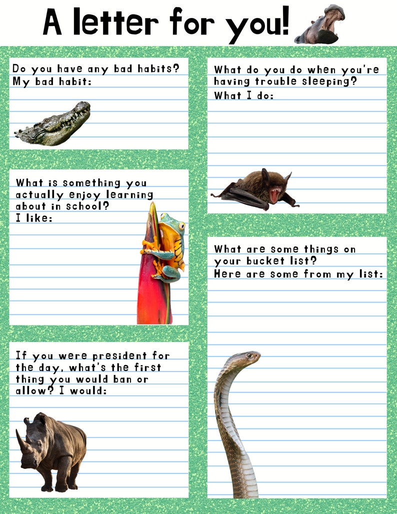 Pen Pal Printable For Kids Pen Pal Template Pen Pal Set Etsy