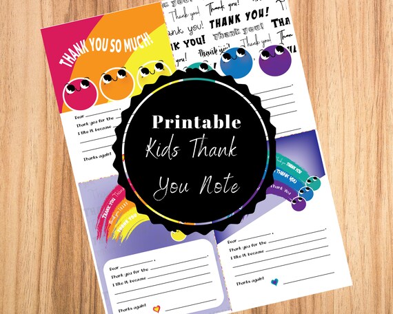 Kids Thank You Cards Printable Kids Thank You Notes | Etsy