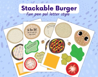 Snail Mail Printable - Burger Stackable Pen Pal Letter