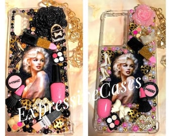 Classic Black Pink Marilyn Monroe Handmade MOST PHONES Case BLING Cell Cover iPhone Samsung Galaxy Phone Google