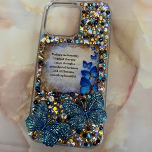 Super SPARKLY Swarovski  Butterfly Flowers Inspirational Handmade MOST PHONES Case Cell Cover iPhone Samsung Galaxy Google