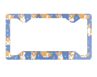 Blå Corgi-tryckt metallskyltram | Biltillbehör för hundälskare