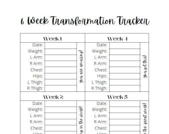 6 Week Transformation Tracker Instant Download PDF | Body Measurement ...