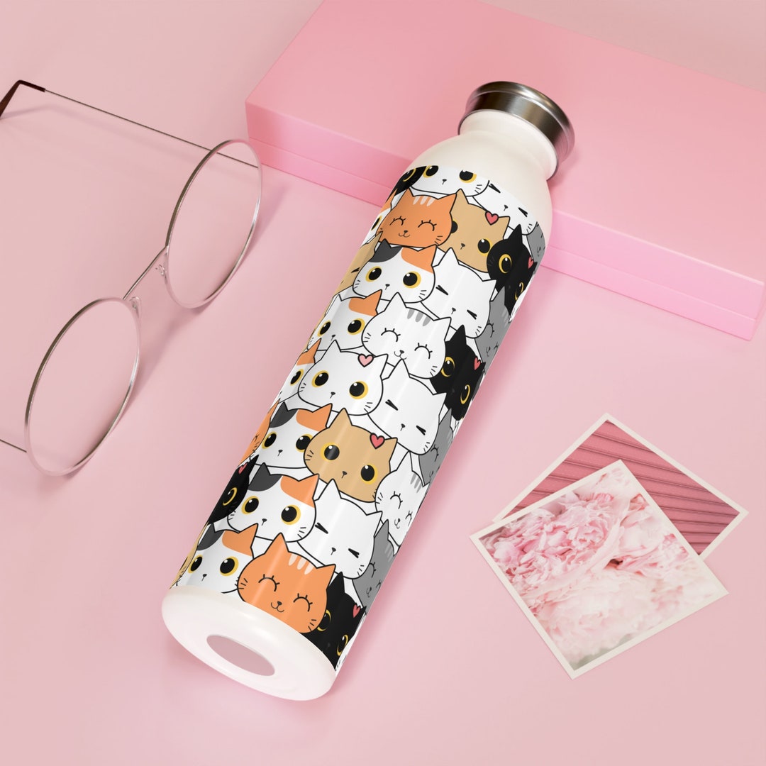 Cute Cat Tumbler, Cat Water Bottle, 20oz Cat Tumbler, Tumbler Gift for